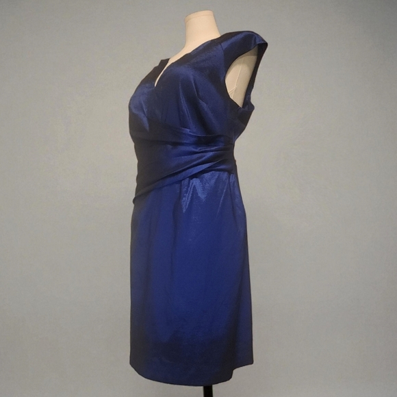 Adrianna Papell Navy Draped Midi Dress New With Tags - Picture 3 of 4